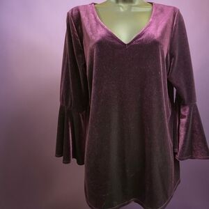 Prelude Luxe Purple Women's Velvety Blouse belle sleeve